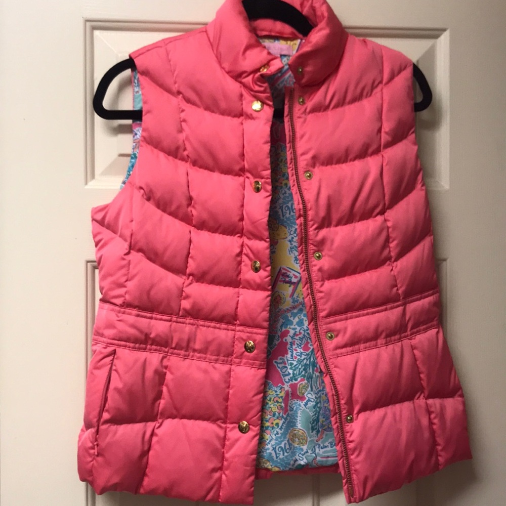 Lilly Pulitzer Pink Puffer Vest Size Small